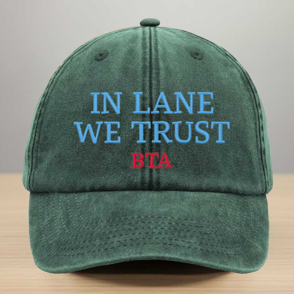 In Lane We Trust BTA Embroidery Washed Denim Baseball Cap