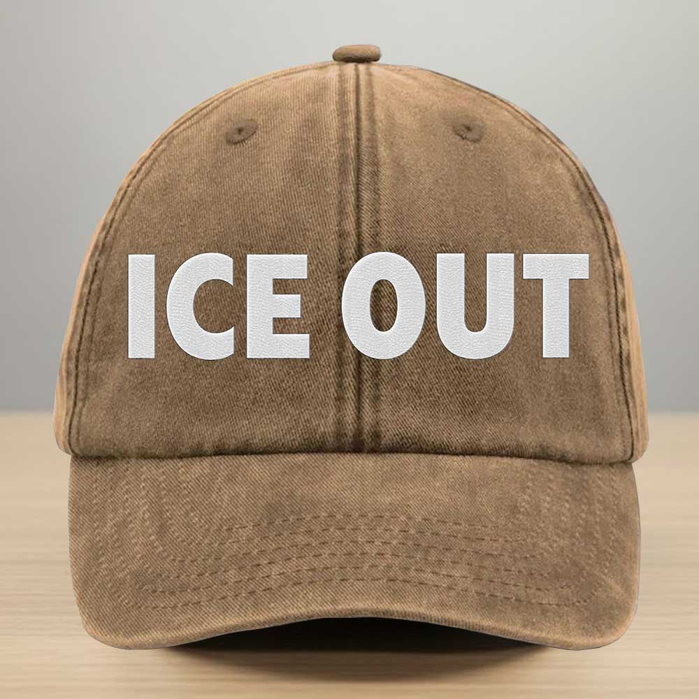 ICE Out Embroidered Washed Denim Cap