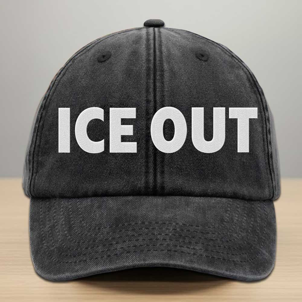ICE Out Embroidered Washed Denim Cap