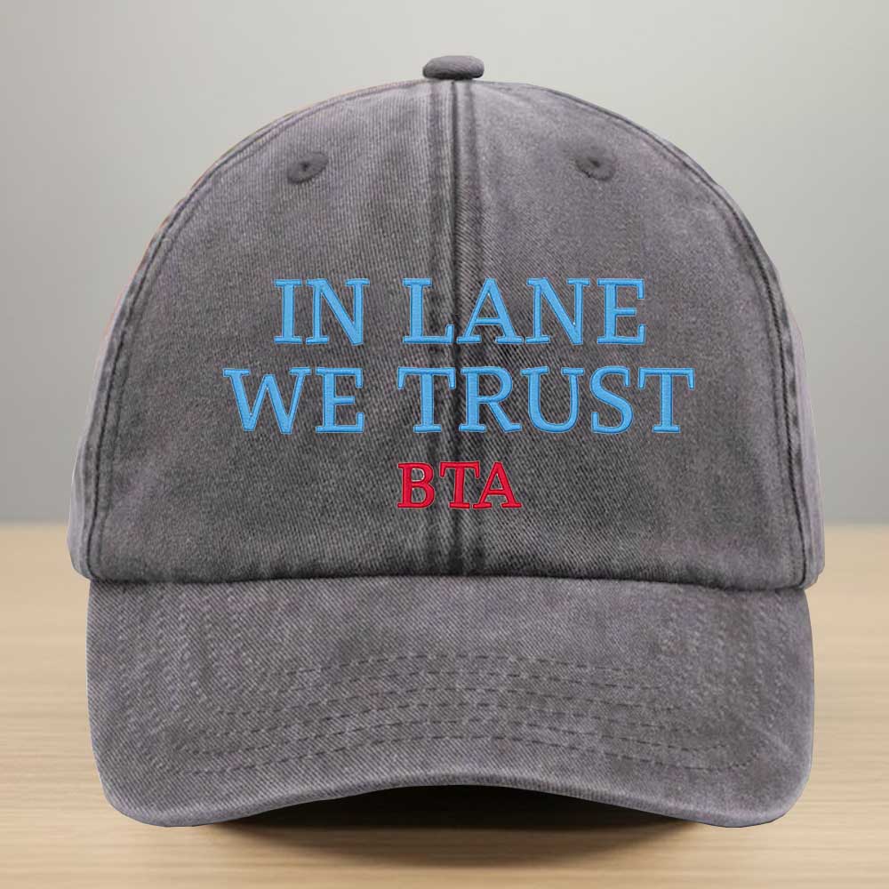 In Lane We Trust BTA Embroidery Washed Denim Baseball Cap