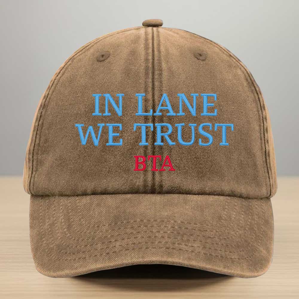 In Lane We Trust BTA Embroidery Washed Denim Baseball Cap