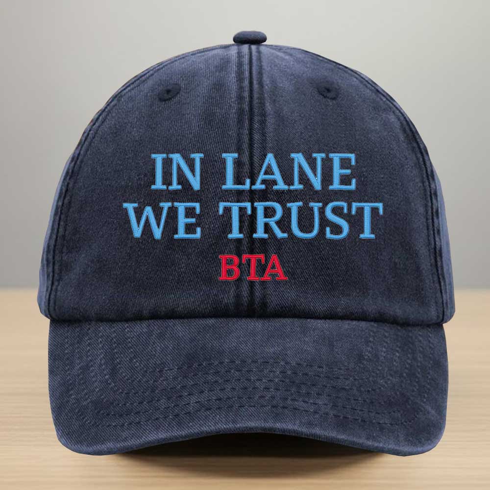 In Lane We Trust BTA Embroidery Washed Denim Baseball Cap
