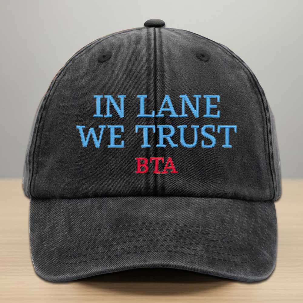 In Lane We Trust BTA Embroidery Washed Denim Baseball Cap
