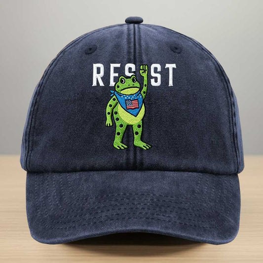 Portland Frog Resist Christmas Tree Embroidery Washed Denim Baseball Cap