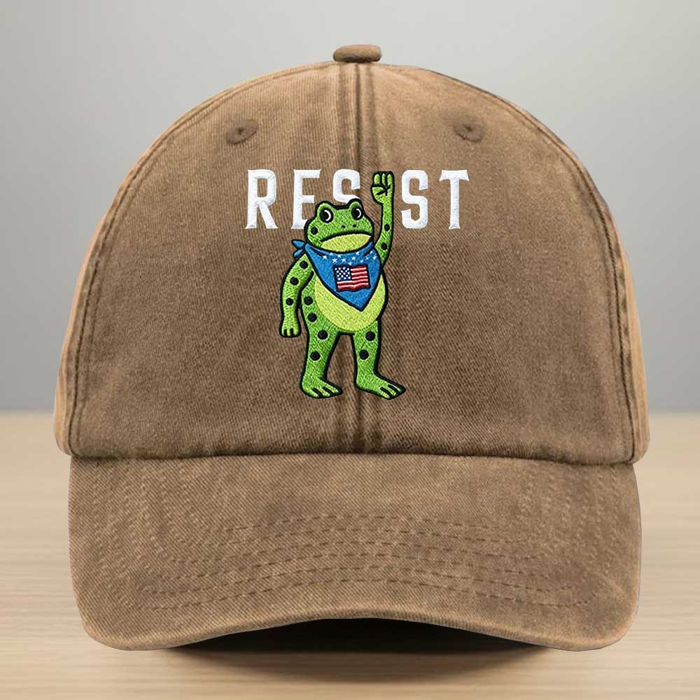 Portland Frog Resist Christmas Tree Embroidery Washed Denim Baseball Cap